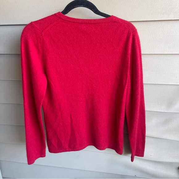 Vertical Design Cashmere Women’s Holiday Red V-neck Pullover Sweater Size Medium - Picture 2 of 6